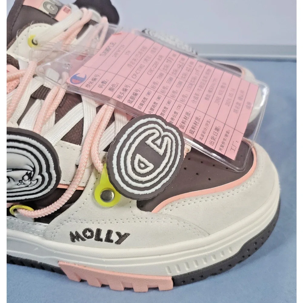 Champion x POP MART Molly Super Champion Sneakers Womens Size 6.5 Pink Brown NEW